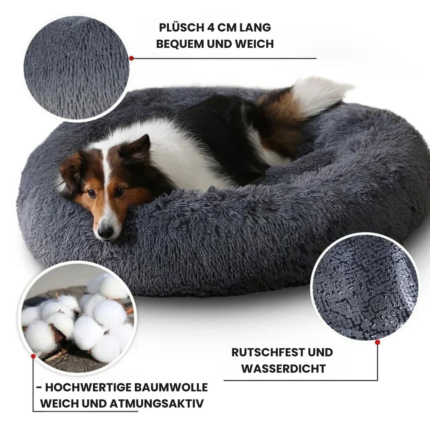 Fluffy Donut Dog Bed Xxl Warm Soft Long Plush Pet Cushion Dog House Cat Bed Washable Pet Sofa Mat Calming Samll Large Dog Beds